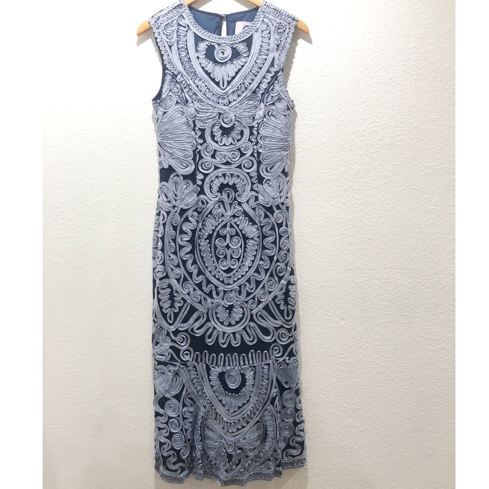 Nwot Js Collections Soutache Midi Dress Navy Sky - image 2